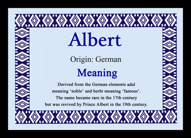 Albert Personalised Name Meaning Placemat