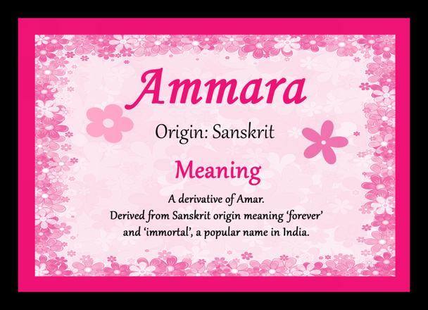 Ammara Personalised Name Meaning Placemat