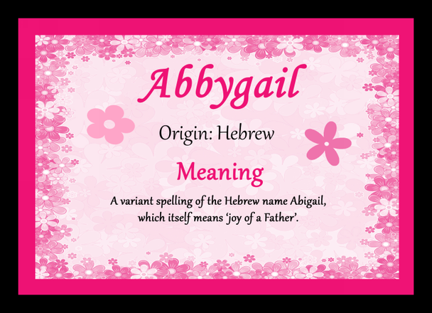 Abbygail Personalised Name Meaning Placemat