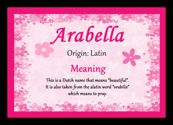 Arabella Personalised Name Meaning Placemat