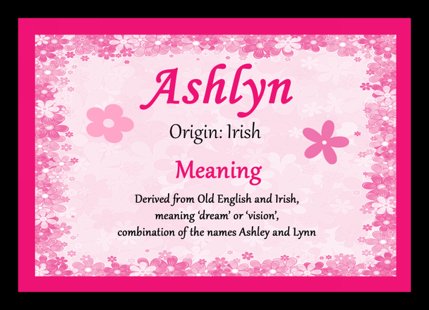Ashlyn Personalised Name Meaning Placemat