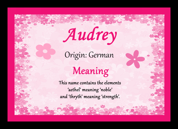 Audrey Personalised Name Meaning Placemat