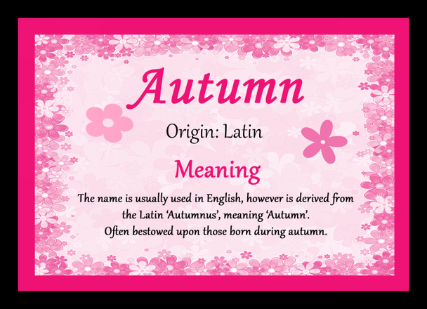 Autumn Personalised Name Meaning Placemat