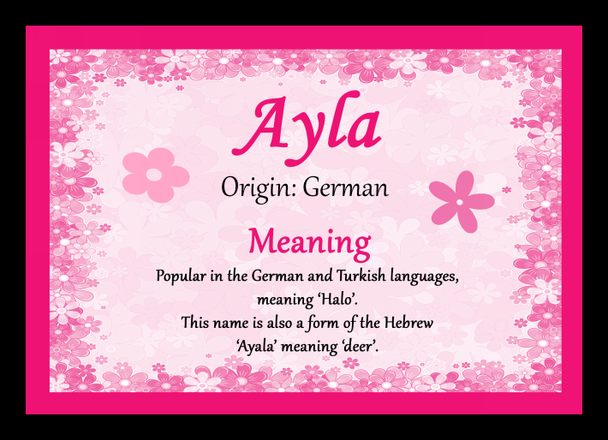 Ayla Personalised Name Meaning Placemat