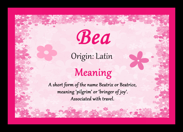 Bea Personalised Name Meaning Placemat