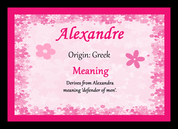 Alexandre Personalised Name Meaning Placemat