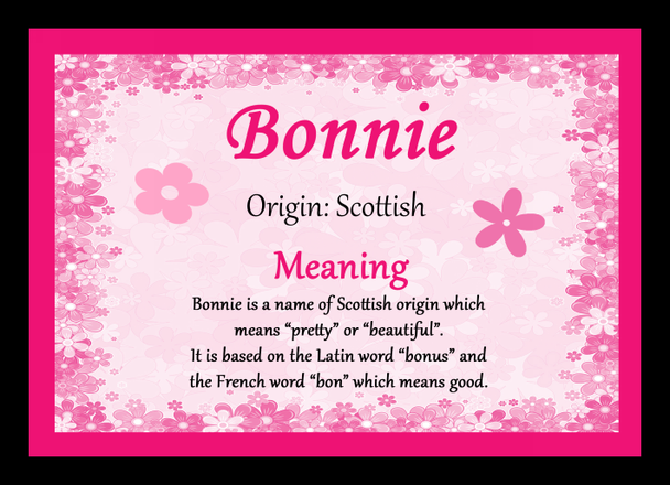 Bonnie Personalised Name Meaning Placemat