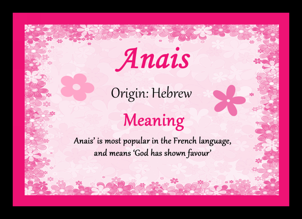 Anais Personalised Name Meaning Placemat