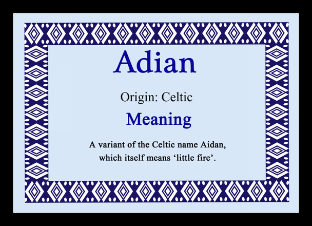 Adian Personalised Name Meaning Placemat