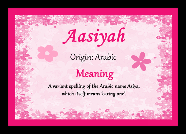 Aasiyah Personalised Name Meaning Placemat