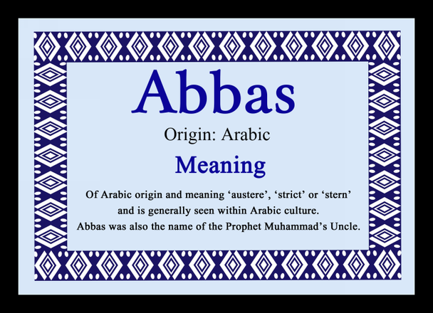 Abbas Personalised Name Meaning Placemat