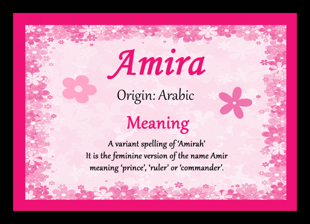 Amira Personalised Name Meaning Placemat