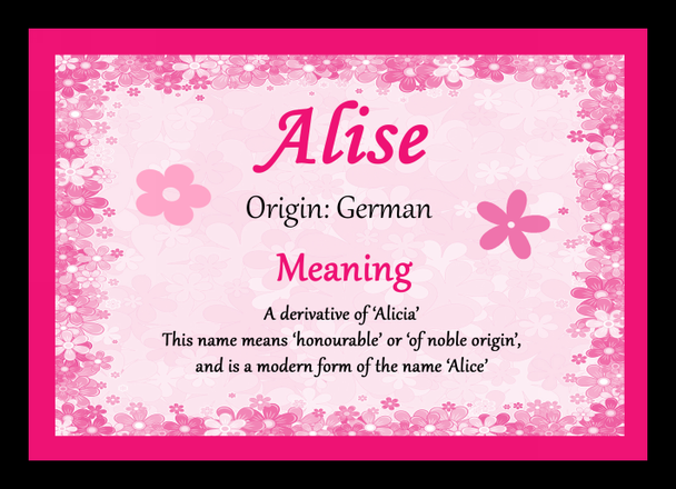 Alise Personalised Name Meaning Placemat