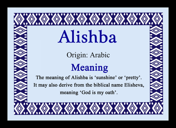 Alishba Personalised Name Meaning Placemat