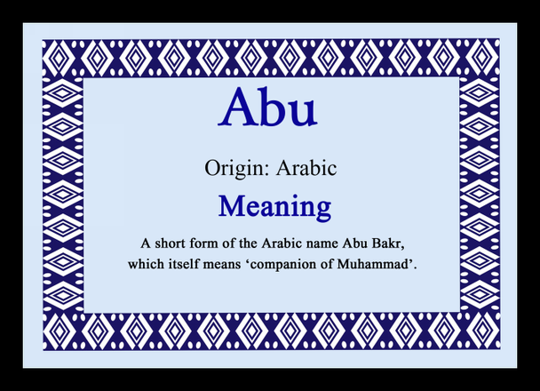 Abu Personalised Name Meaning Placemat