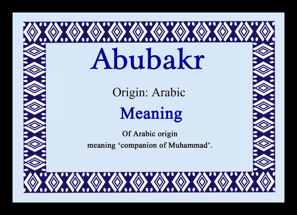 Abubakr Personalised Name Meaning Placemat