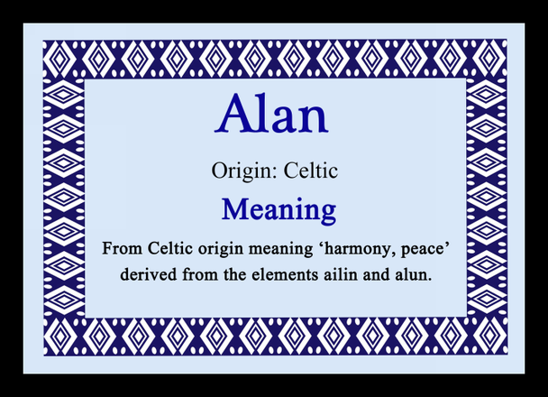 Alan Personalised Name Meaning Placemat