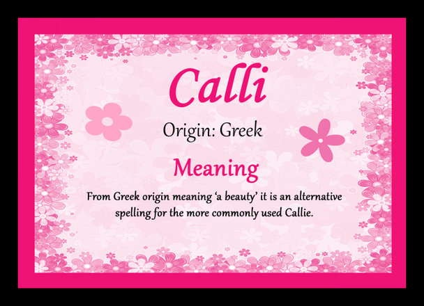 Calli Personalised Name Meaning Placemat