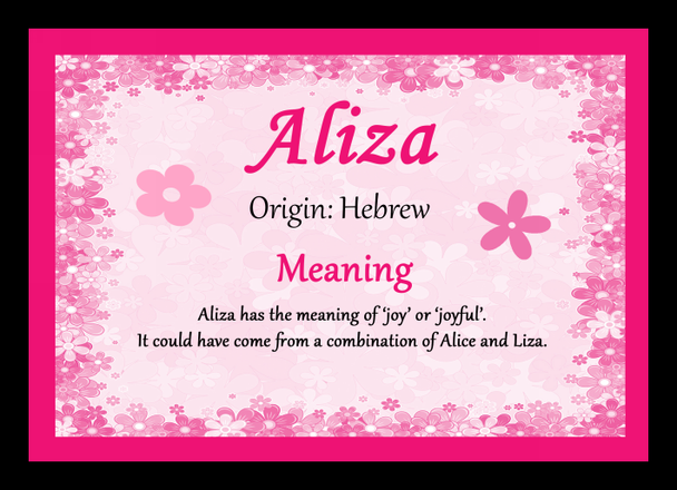 Aliza Personalised Name Meaning Placemat
