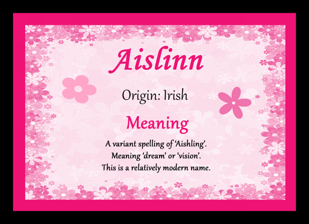 Aislinn Personalised Name Meaning Placemat