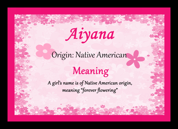 Aiyana Personalised Name Meaning Placemat