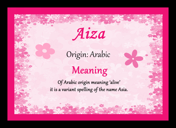 Aiza Personalised Name Meaning Placemat