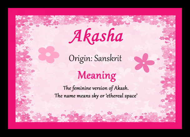 Akasha Personalised Name Meaning Placemat