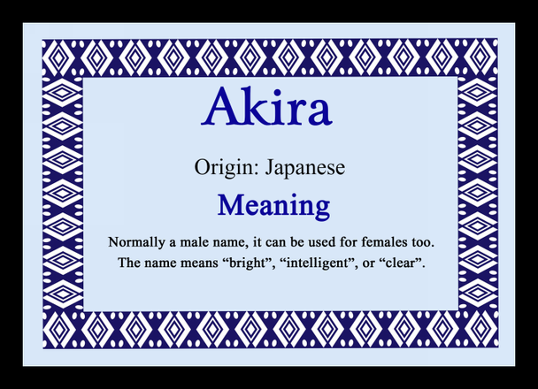Akira Personalised Name Meaning Placemat
