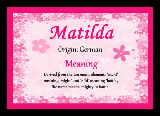 Matilda Personalised Name Meaning Placemat