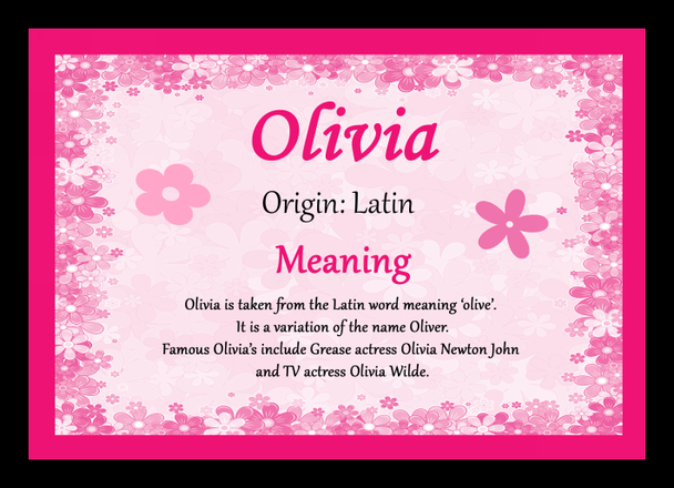 Olivia Personalised Name Meaning Placemat