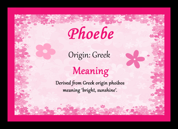 Phoebe Personalised Name Meaning Placemat