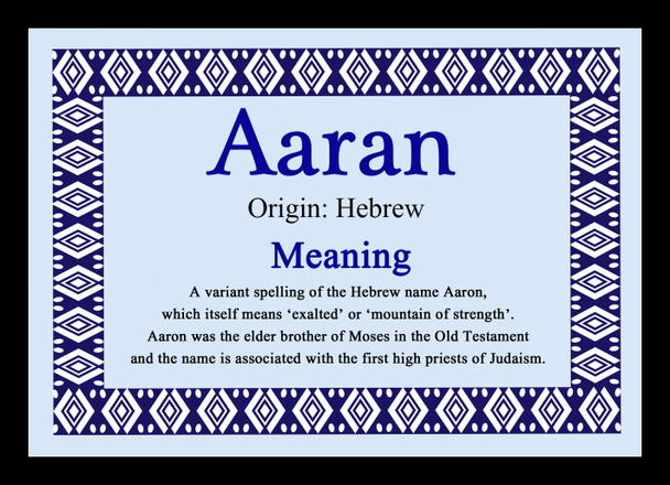 Aaran Personalised Name Meaning Placemat