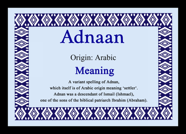 Adnaan Personalised Name Meaning Placemat
