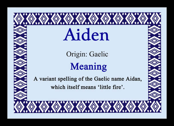 Aiden Personalised Name Meaning Placemat
