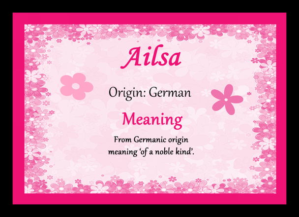 Ailsa Personalised Name Meaning Placemat