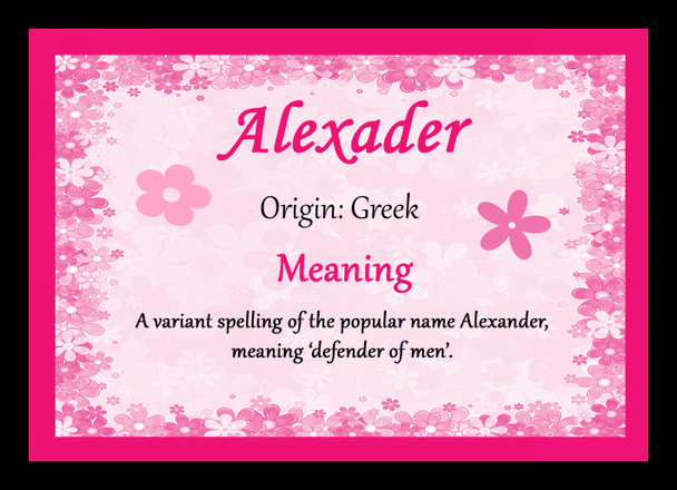 Alexader Personalised Name Meaning Placemat