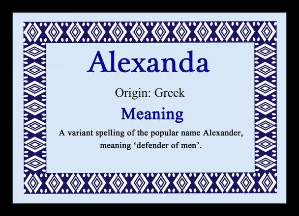Alexanda Personalised Name Meaning Placemat