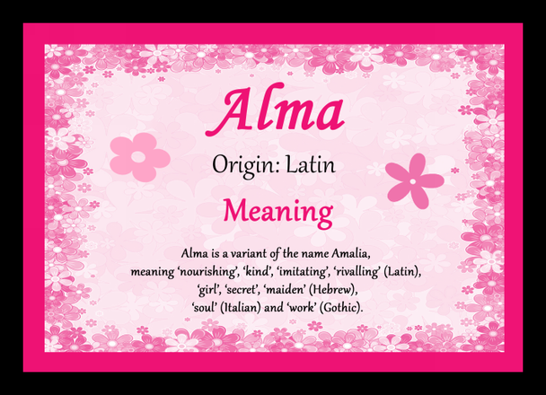 Alma Personalised Name Meaning Placemat