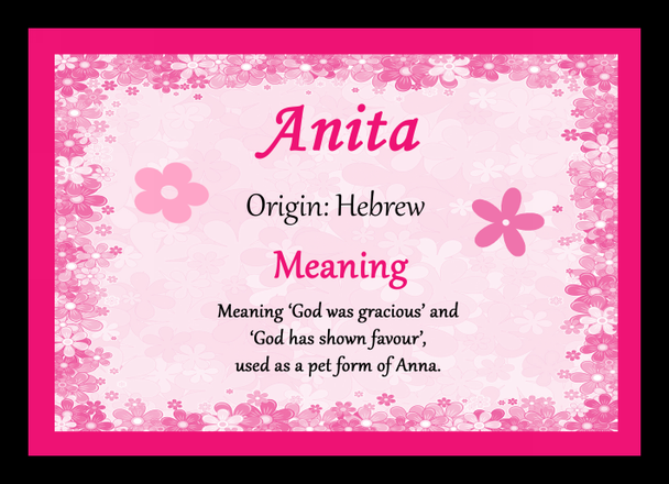 Anita Personalised Name Meaning Placemat