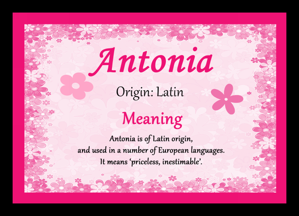 Antonia Personalised Name Meaning Placemat