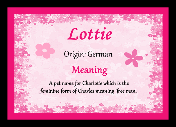 Lottie Personalised Name Meaning Placemat