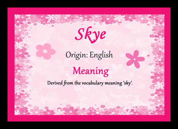 Skye Personalised Name Meaning Placemat