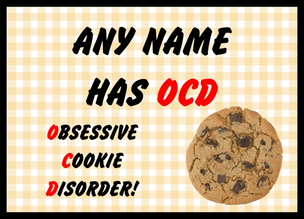 Funny Obsessive Disorder Cookie Yellow Personalised Dinner Table Placemat