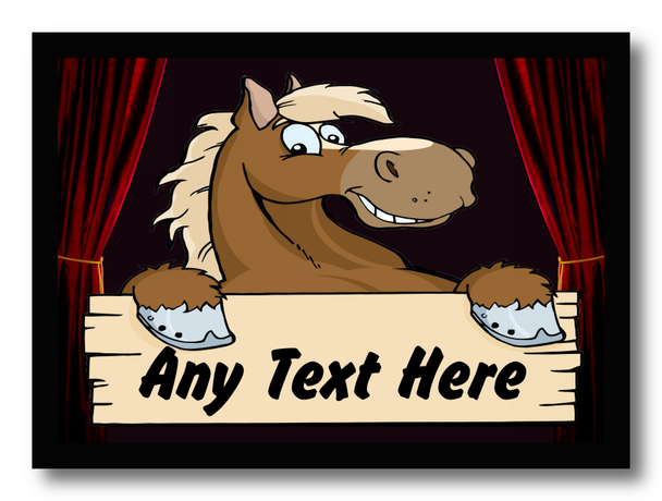 Red Curtain Cartoon Horse Personalised Computer Mousemat