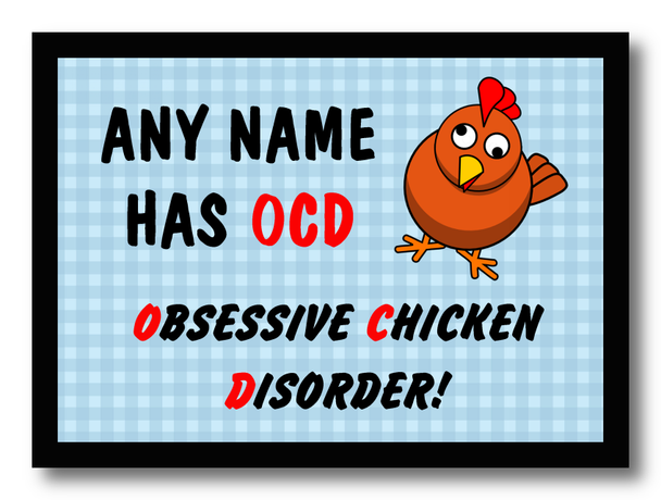 Funny Ocd Chicken Personalised Computer Mousemat