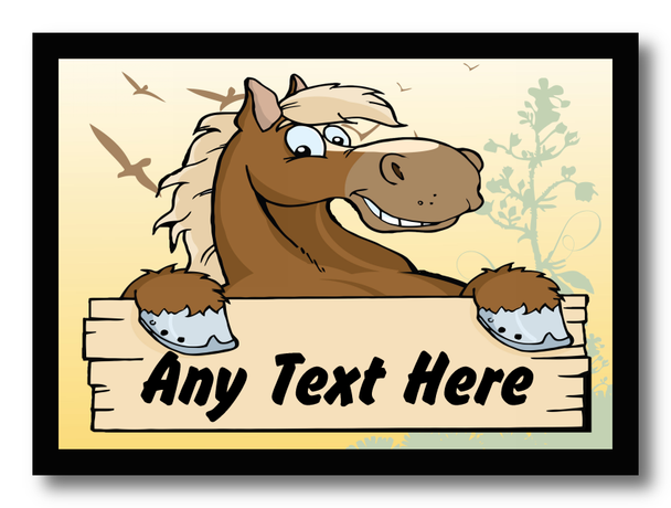 Pale Yellow Cartoon Horse Personalised Computer Mousemat