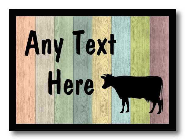Pastel Wood Cow Personalised Computer Mousemat