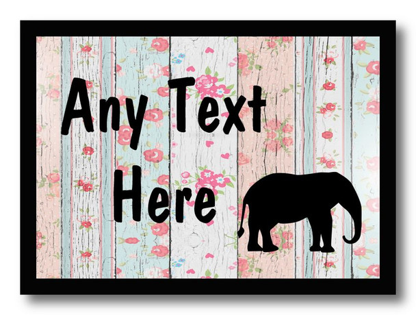 Elephant Shabby Wood Personalised Computer Mousemat