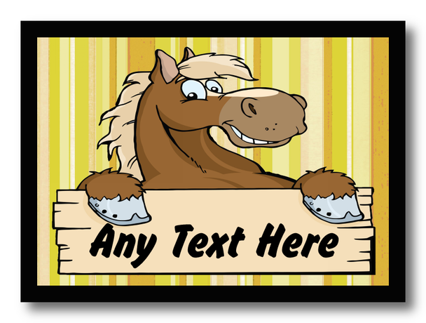 Yellow Stripe Cartoon Horse Personalised Computer Mousemat