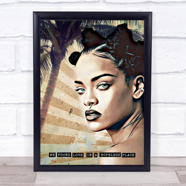 Rihanna Palm Tree Retro Funky Wall Art Print